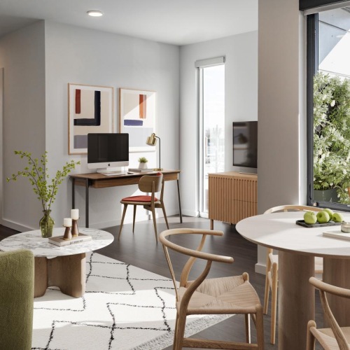 Beautiful living areas to match your lifestyle living room open to dining area and work space next to bright windows